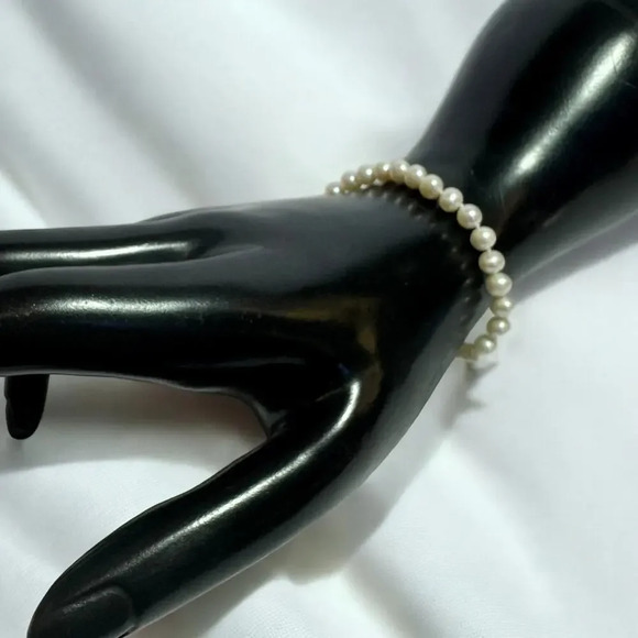 14K GF Genuine Freshwater Pearl Hand Knotted Bracelet, Vintage Deadstock - Picture 1 of 7